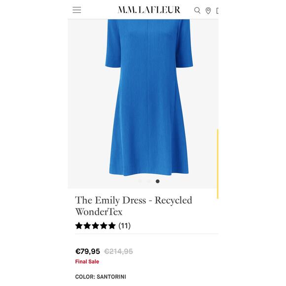 M.M.LAFLEUR THE EMILY DRESS SIDE POCKETS ANTI-ODOR RECYCLED BLUE WOMEN SIZE 8 - Picture 4 of 12